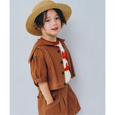 セーラー衿の半袖クロップドTシャツ リンク セットアップ可