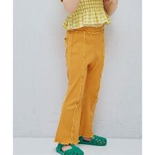 配色メロウのストレッチリブフレアパンツ リンク セットアップ可