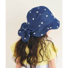 日よけリボン付きスカラップハット