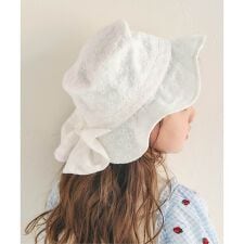 日よけリボン付きスカラップハット