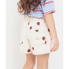 刺繍デニムショートパンツ  ショート丈