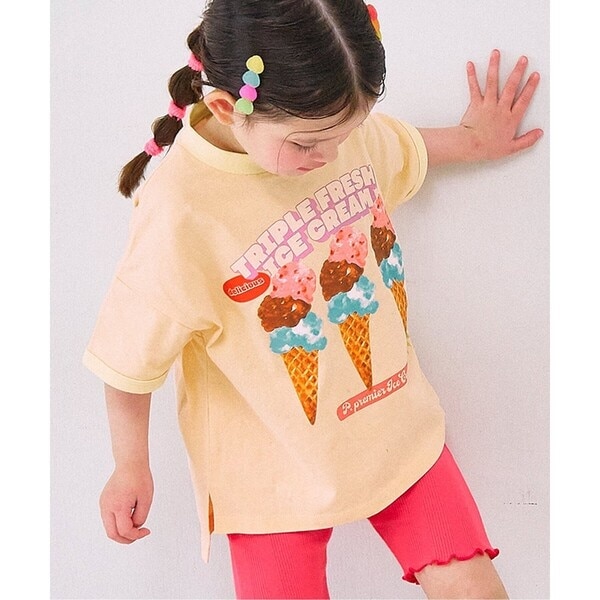 いろんなアイスちょーだいグラフィックリンガーTシャツ 全8色 | ピー