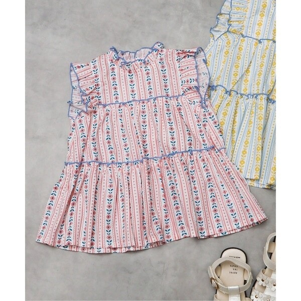 最終価格！アルベロベロ♥️ぶたさん赤ずきんレース風プリントノースリーブチュニック ノースリーブティアードフリルチュニック | アプレ レ クール(apres