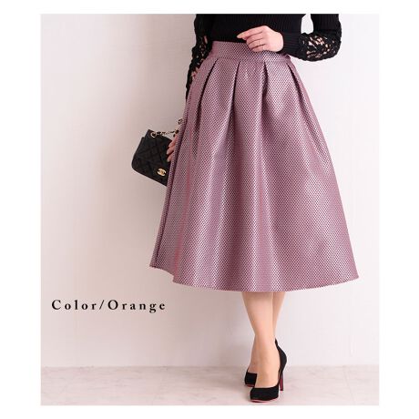 レディース スカート ロング ブルー 青 オレンジ ドット柄 ジャガード フレア 光沢感 春 秋 冬 サワアラモード Sawa A La Mode Aljun 116 ファッション通販 マルイウェブチャネル