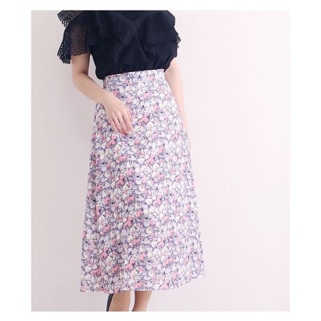 スカート ボトムス 花柄スカート フレアスカート Aライン ミモレ丈 紫 パープル 春服 夏服 サワアラモード Sawa A La Mode Mode 7229 ファッション通販 マルイウェブチャネル