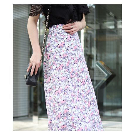 スカート ボトムス 花柄スカート フレアスカート Aライン ミモレ丈 紫 パープル 春服 夏服 サワアラモード Sawa A La Mode Mode 7229 ファッション通販 マルイウェブチャネル