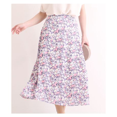 スカート ボトムス 花柄スカート フレアスカート Aライン ミモレ丈 紫 パープル 春服 夏服 サワアラモード Sawa A La Mode Mode 7229 ファッション通販 マルイウェブチャネル