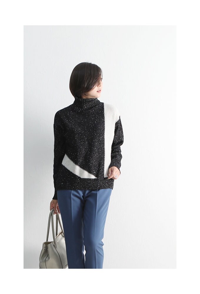 クリステンセン　黒 タートル長袖トップス KOEISTORE ニットトップス レディース 春 夏 春夏 黒 ニット