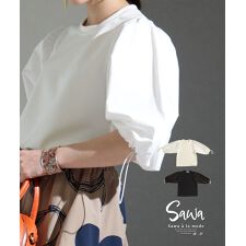 ブラウス】大人のぽわん袖ブラウス トップス 七分袖 パフスリーブ 