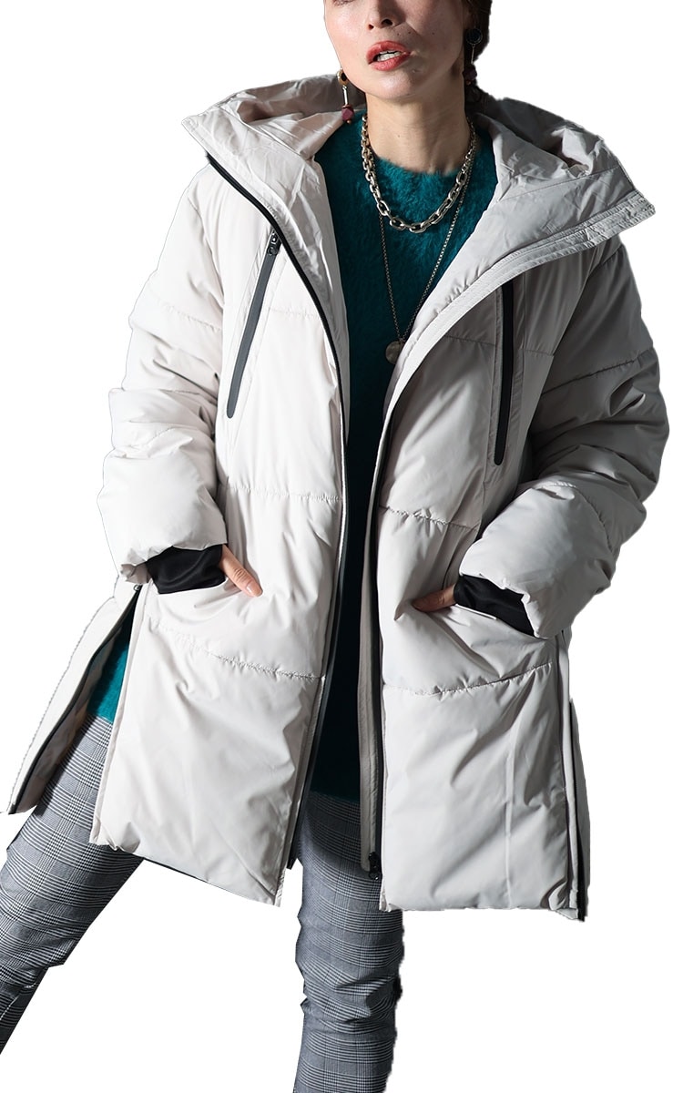 アウター】レディース ジャケット 中綿 フード 撥水 防風 蓄熱 黒