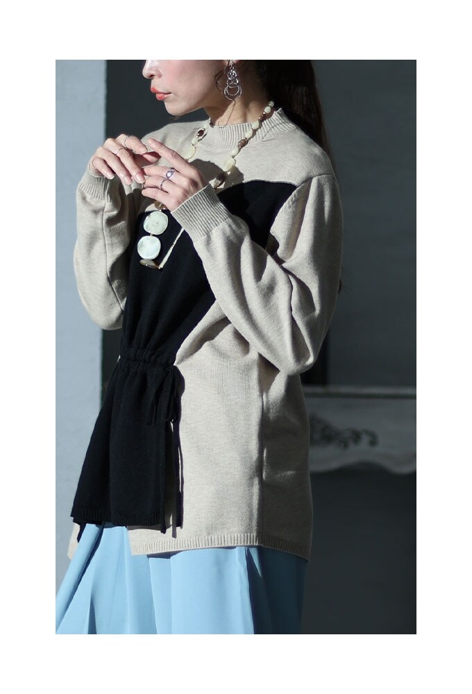 美品 Helmut Lang ニットトップス バイカラー アシンメトリー HELMUT_LANG ヘルムートラング アシンメトリーニット モヘヤ混