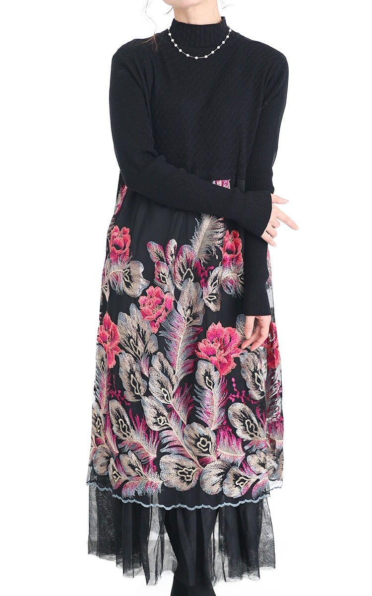 ヌキテパ　ワンピース　COTTON VOILE FLOWER PRINT ne Quittez pas / ヌキテパ】COTTON VOILE FLOWER PRINT