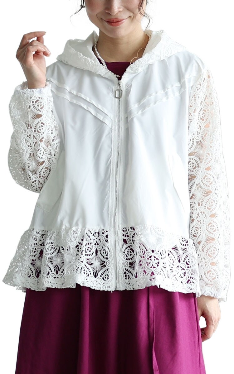 【KISS ON THE GREEN】ブルゾン レース パーカー ジャケット パーカー ハートスタッツレースパーカー レディース Lazar LOGOS