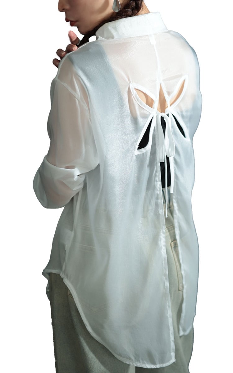 ブラウス】 トップス シャツ 白 オフホワイト 長袖 刺繍 フリル