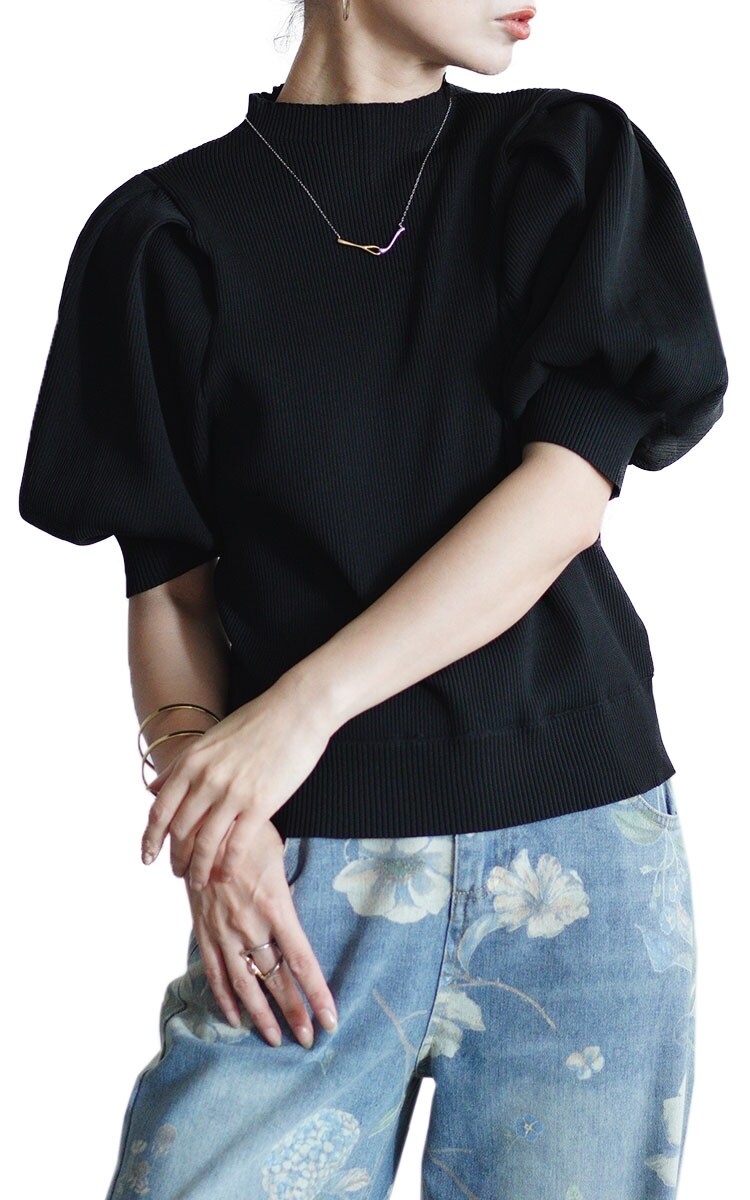 新品未使用AMICAブラック 半袖 パフスリーブ 楽天市場】【P2倍&クーポン有】パフスリーブ ブラウストップス