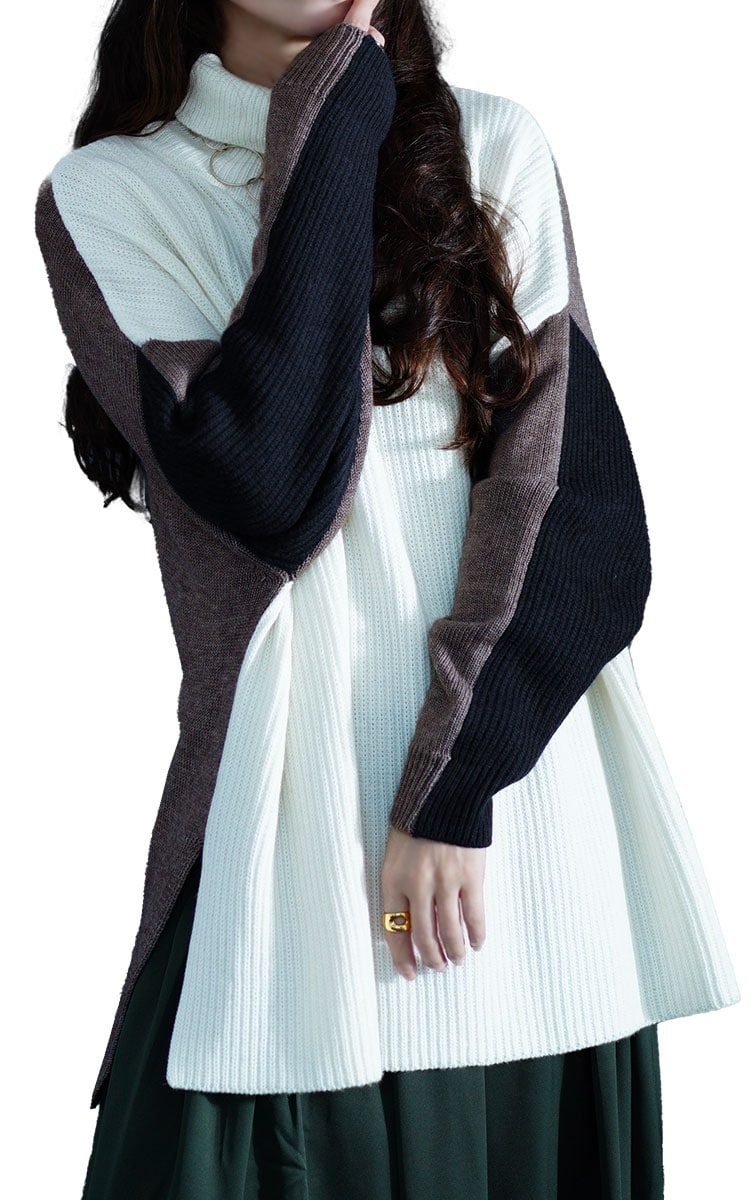 レディース トップス ニット チュール 異素材 フリル リブ 長袖 ブラック チャコール 秋服 冬服 大人可愛い 大人 可愛い 30代 40代 50代 60代 サワアラモード トップス】 ニット チュール フリル 異素材 セーター 長袖 リブ