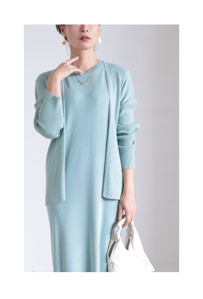 セットアップ】 アンサンブル ワンピース カーディガン 黒 ブラック 青