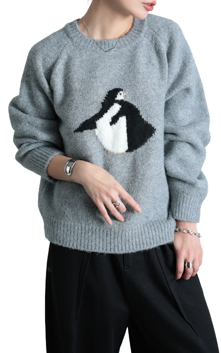 ニット】トップス セーター ホワイト 白 ブルー 青 秋 冬 40代