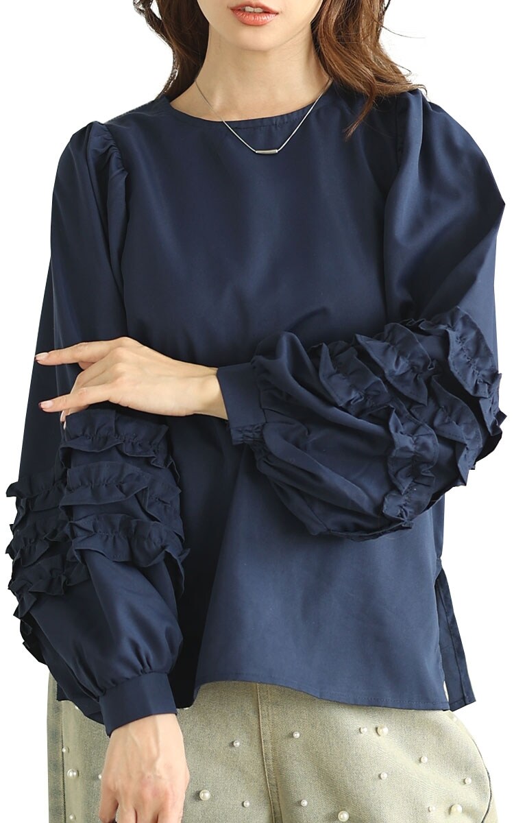 レディース トップス シャツ ブラウス ボリューム袖 タック スリット 長袖 白 青 春服 秋服 大人可愛い 大人 可愛い 30代 40代 50代 60代 サワアラモード 楽天市場】華やか大人レディなボリューム袖タックブラウス