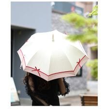 【日傘】 UVカット 99.9％ 晴雨兼用 リボン 遮光 ピンク ファッション 小物 傘 バイカラー