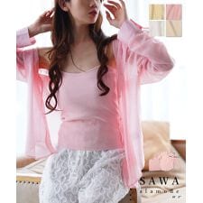 【アンサンブル】 トップス ブラウス シャツ キャミ ニット セット 2点 ピンク イエロー 夏服 | サワアラモード(sawa a la mode)