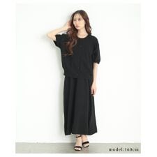 サワアラモード(sawa a la mode)の【セットアップ】 トップス カーディガン ワンピース 黒 ブラック ベージュ 2点 セット ニット