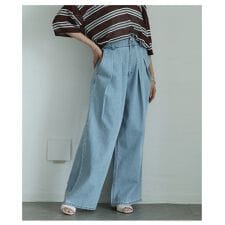 【パンツ】 ボトムス ズボン ブリーチ ロング丈 ワイド タック コットン 綿 ウエストゴム バギー