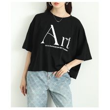 【トップス】 カットソー Tシャツ ロゴ メッセージ プリント オーバーサイズ 半袖 綿 黒 白 夏