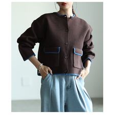 サワアラモード(sawa a la mode)の【カーディガン】 ニット レディース トップス ノーカラー 長袖 秋 冬 カジュアル 無地