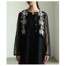サワアラモード(sawa a la mode)の【カーディガン】 レディース 羽織り トップス メッシュ ノーカラー 長袖 春 秋 冬 春服 秋服