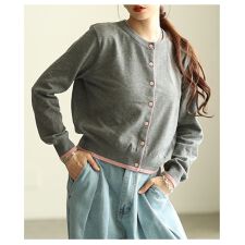 サワアラモード(sawa a la mode)の【カーディガン】 ニット 羽織り トップス ノーカラー 長袖 秋 冬 秋服 冬服 カジュアル 無地