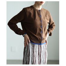 サワアラモード(sawa a la mode)の【カーディガン】 ニット 羽織り トップス ノーカラー 長袖 秋 冬 秋服 冬服 カジュアル 無地