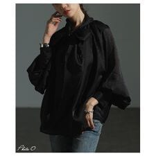 【ブラウス】 トップス シャツ ブラック ピンク ベージュ 長袖 パフスリーブ ボウタイ リボン 秋