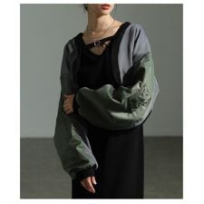 サワアラモード(sawa a la mode)の【ボレロ】 アウター ジャケット 羽織り ブルゾン ブラック チャコール 長袖 パフスリーブ 異素材