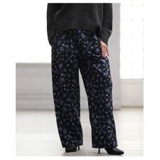 【パンツ】 花柄 ワイド ストレート ロング ウエストゴム タック ポケット ブラック ネイビー