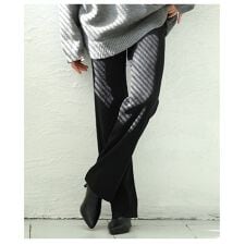 【パンツ】 ボトムス リブ 無地 ロング丈 総ゴム 調整可能 ストレート レディース 春 秋 冬