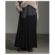 【スカート】 デニム プリーツ レディース ボトムス ロング カジュアル フェミニン 春 秋 冬