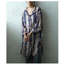 【チュニック】 レディース ロング ストライプ モード 春 秋 冬 春服 秋服 冬服 カジュアル