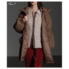 サワアラモード(sawa a la mode)の【コート】 アウター ジャケット 羽織り ブラウン 茶 アイボリー 長袖 ダウン 中綿 ハイネック