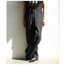 サワアラモード(sawa a la mode)の【パンツ】 ボトムス ズボン ブラック ブルー デニム ロング丈 ストレート ライン 綿 コットン