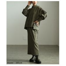 サワアラモード(sawa a la mode)の【セットアップ】 トップス トレーナー プルオーバー スカート 2点 チャコール ダークカーキ 秋服