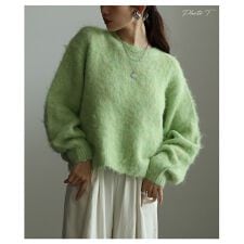 サワアラモード(sawa a la mode)の【ニット】 トップス セーター ライトグリーン オレンジ ブルー ダークブラウン 長袖 シャギー 冬