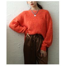 サワアラモード(sawa a la mode)の【ニット】 トップス セーター ライトグリーン オレンジ ブルー ダークブラウン 長袖 シャギー 冬