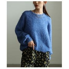 サワアラモード(sawa a la mode)の【ニット】 トップス セーター ライトグリーン オレンジ ブルー ダークブラウン 長袖 シャギー 冬