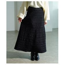 【スカート】レディース ニット ロング ボトムス ラメ シンプル フェミニン カジュアル 秋 冬