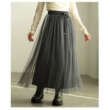 【スカート】 レディース フレア チュール ロング カジュアル スポーティミックス 春 秋 冬
