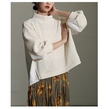 【トップス】 レディース プルオーバー スウェット 長袖 ベージュ グレー カジュアル 春 秋 冬