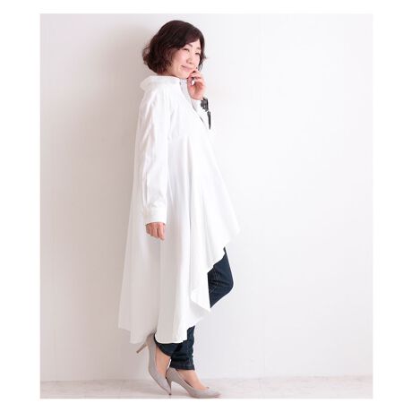 レディース ファッション チュニック シャツ ブラウス ホワイト ドレープ アシメ モダン 長袖 サワアラモード Sawa A La Mode Mode 6631 ファッション通販 マルイウェブチャネル