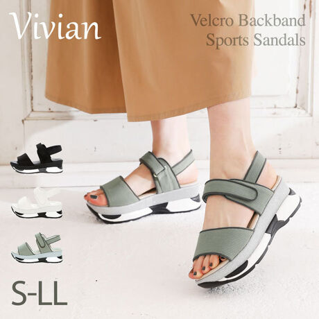 21春夏新作 厚底ベルクロバックバンドスポーツサンダル ヴィヴィアン Vivian V0015sm ファッション通販 マルイウェブチャネル
