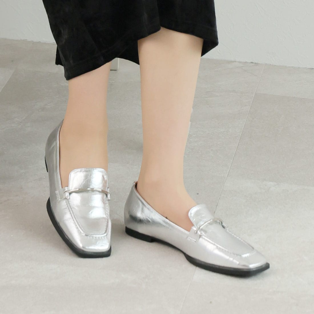 【華やぐ存在感】Sergio Rossi モカシン シルバー ローファー セルジオ・ロッシ Sergio Rossi Sergio Rossi ローファー A77990